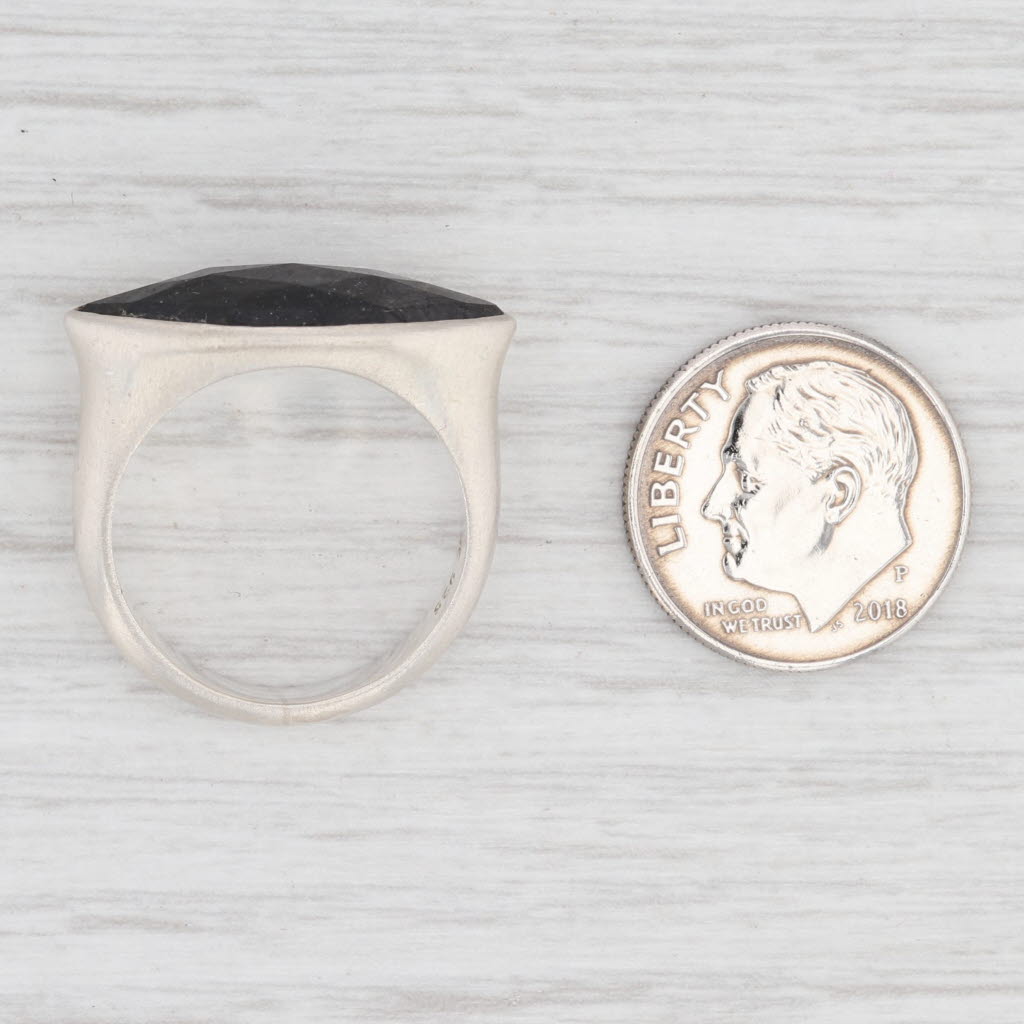 New Nina Wynn Tourmalinated Quartz Statement Ring Sterling Silver Size 7.25