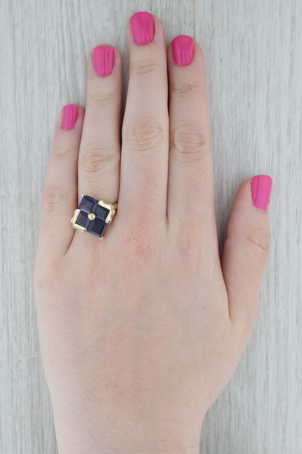 Gray 6.48ctw Purple Iolite Cocktail Ring 14k Yellow Gold Size 10.25