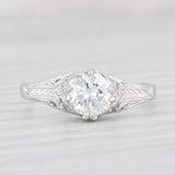 Light Gray New Round Diamond Solitaire Engagement Ring 18k White Gold Vintage Style K GIA