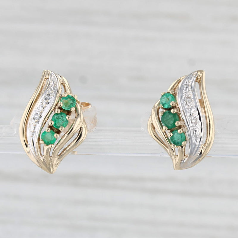 Light Gray 0.28ctw Emerald Diamond Stud Earrings 14k Yellow Gold