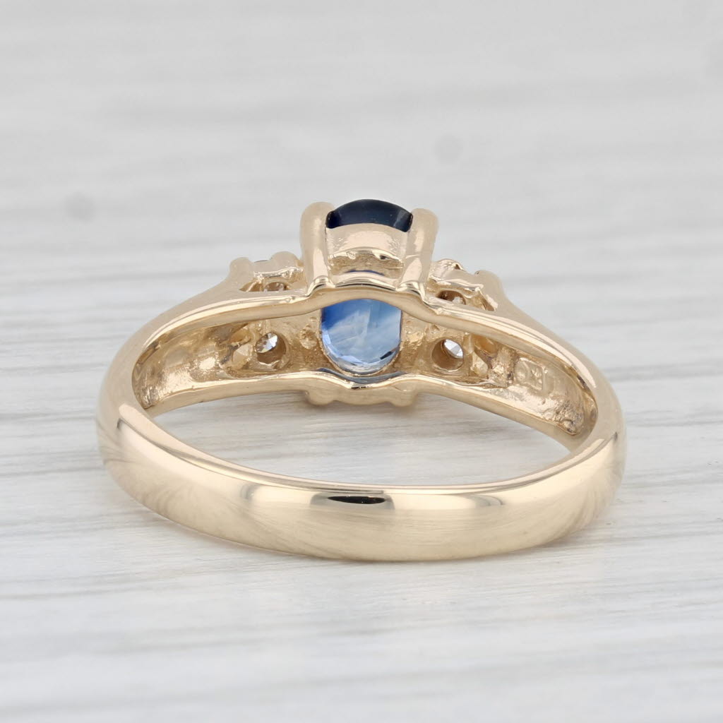 Light Gray 0.81ctw Oval Blue Sapphire Diamond Ring 14k Yellow Gold Size 5.75-6