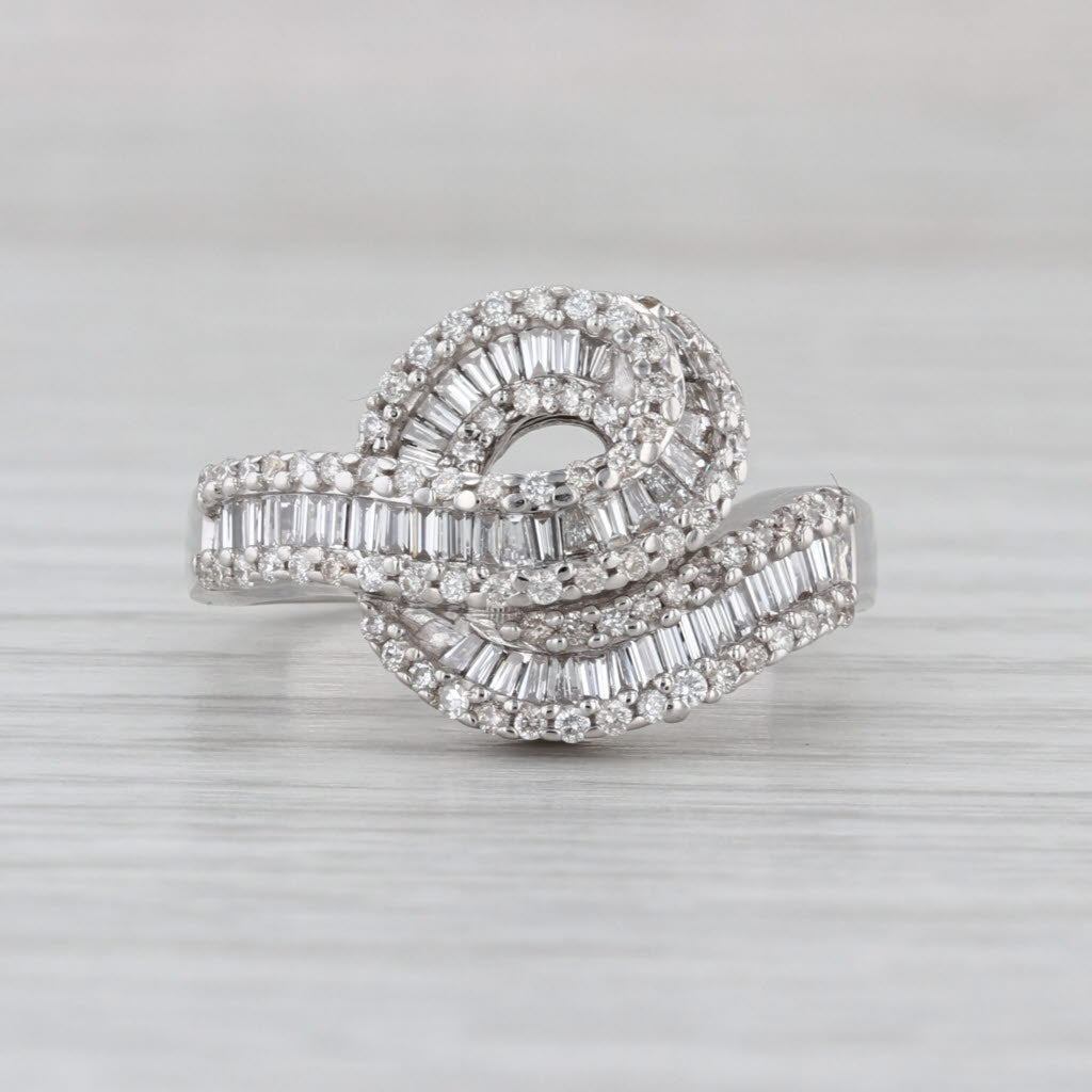 1ctw Diamond Loop Knot Bypass ring 14k White Gold 14k White Gold Size 7