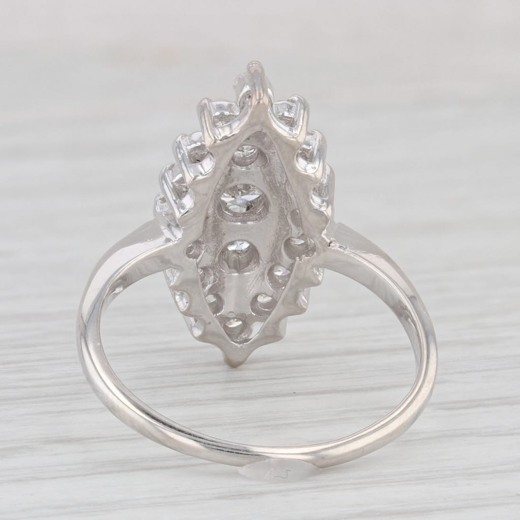 Light Gray Vintage 0.80ctw Diamond Marquise Ring 14k White Gold Size 8