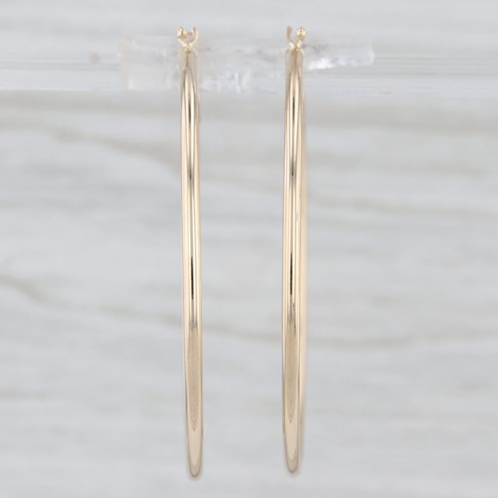 Round Hoop Earrings 10k Yellow Gold Snap Top Post Hoops 46 x 1.8 mm