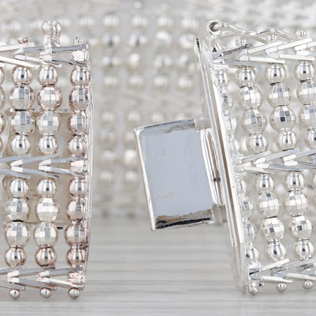 Mesh Chain Statement Bracelet Sterling Silver 7.5" 28.8mm Milor Italy