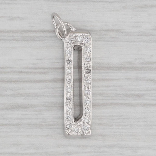 Custom Diamond Letter Initial "Q" Pendant Charm 14k White Gold Small Drop