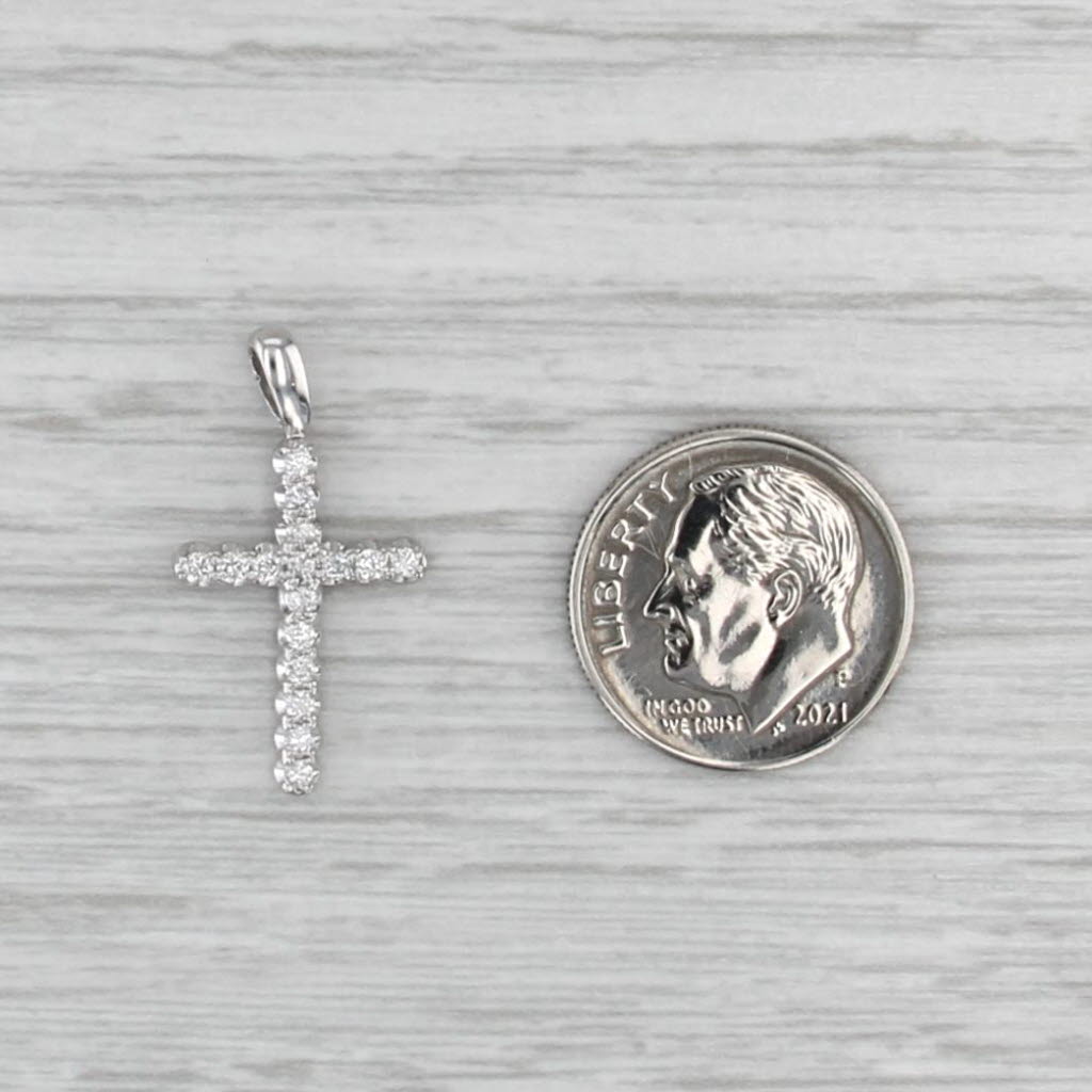 0.23ctw Diamond Cross Pendant 14k White Gold Religious Jewelry