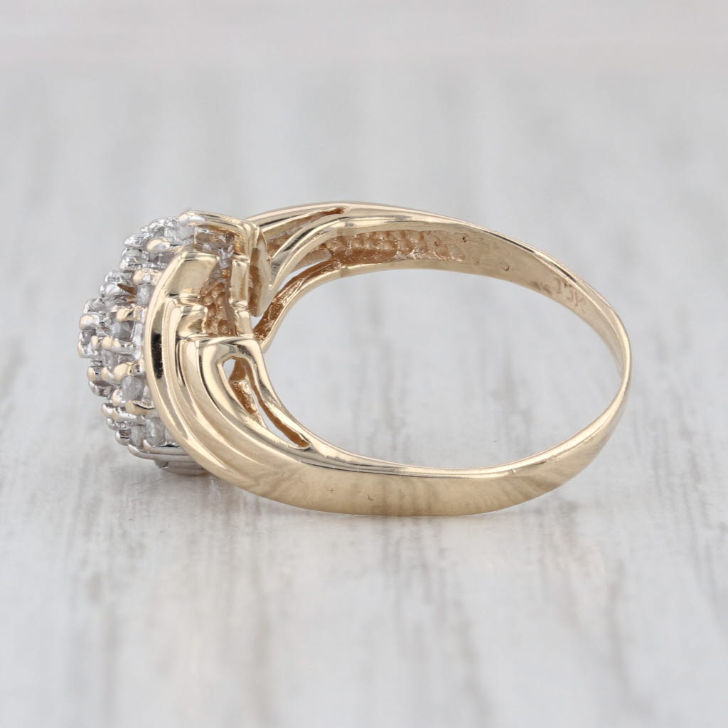 0.18ctw Diamond Cluster Bypass Ring 10k Yellow Gold Size 4.75