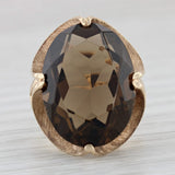 Light Gray Large 11.65ct Smoky Quartz Ring 10k Yellow Gold Sz 5.75 Oval Solitaire Cocktail