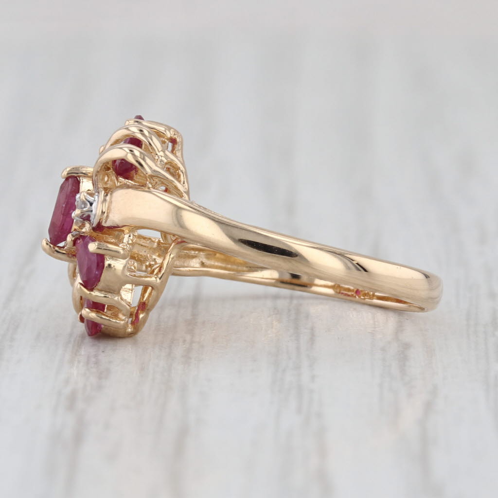 1.02ctw Ruby Cluster Diamond Ring 14k Yellow Gold Size 6.25