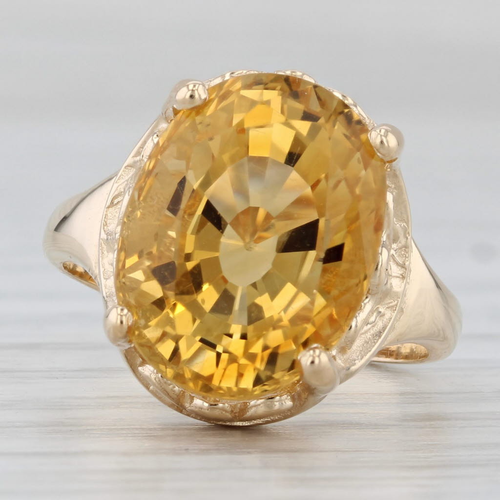 Gray 6.10ct Oval Orange Citrine Solitaire Ring 14k Yellow Gold Size 5