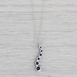 1.34ctw Lab Created Sapphire Journey Pendant 10k White Gold 18.25" Rope Chain