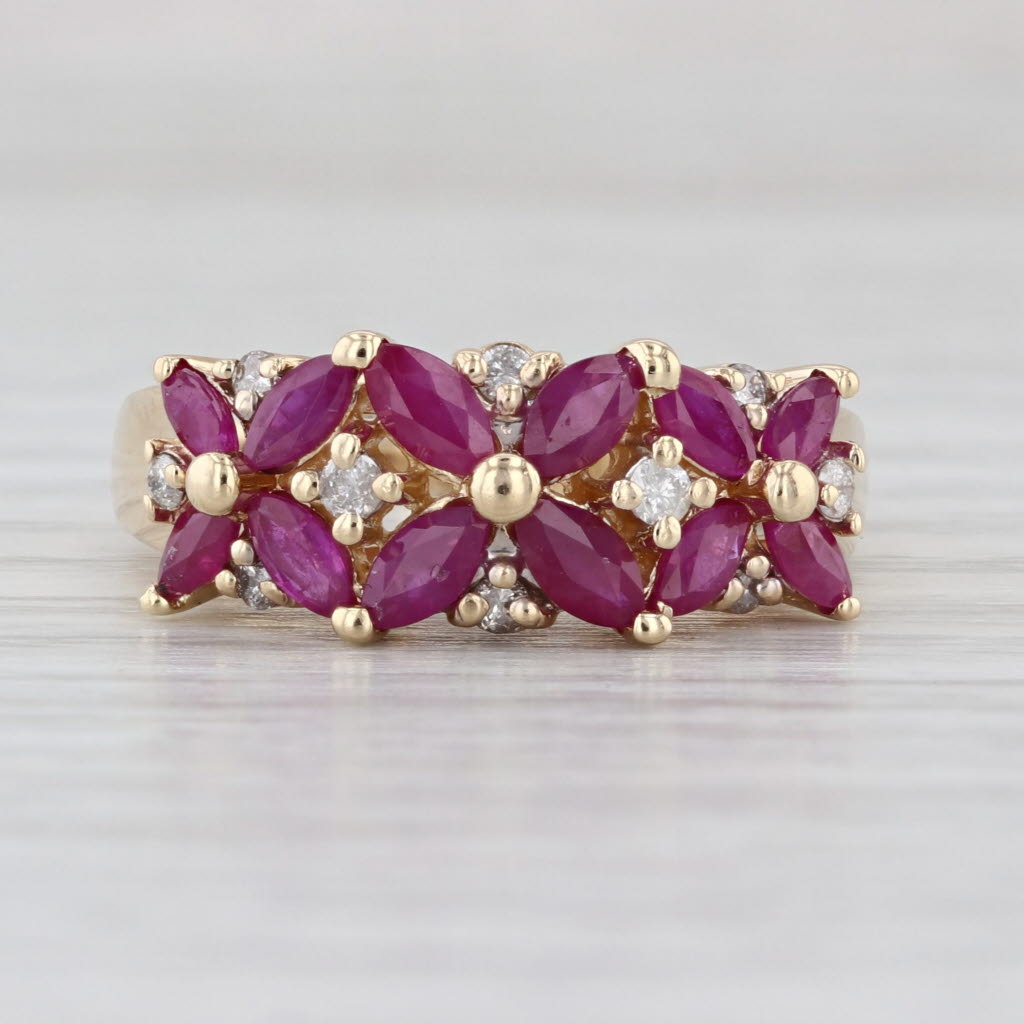 1.68ctw Ruby Flower Ring 14k Yellow Gold Size 7.25 Cluster