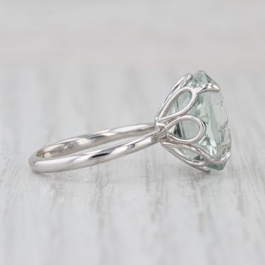 Tiffany Prasiolite Green Amethyst Ring w/ Box Sterling Silver Size 5.25