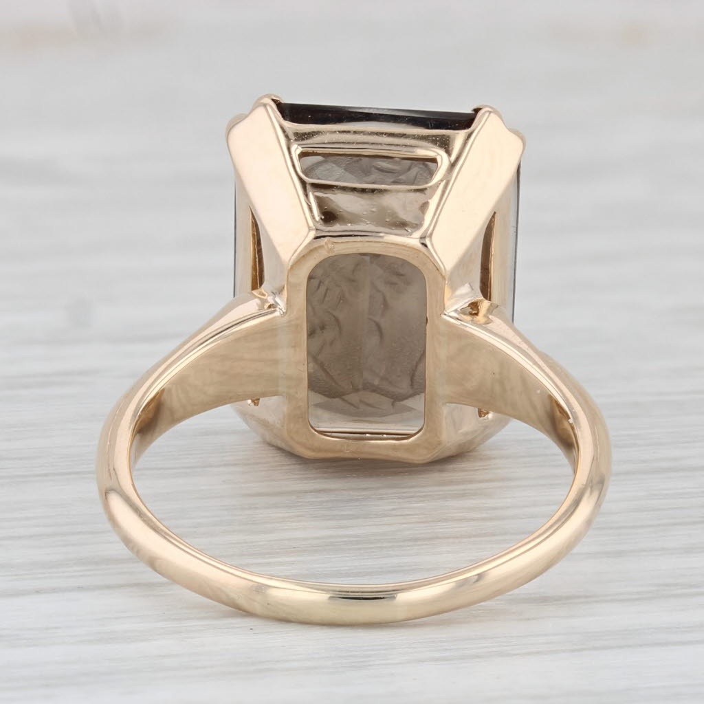 Light Gray 6.40ct Smoky Quartz Carved Cameo Ring 14k Yellow Gold Size 7.5