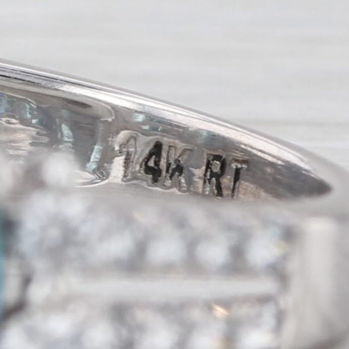 5.90ctw Blue Zircon Diamond Ring 14k White Gold Size 6