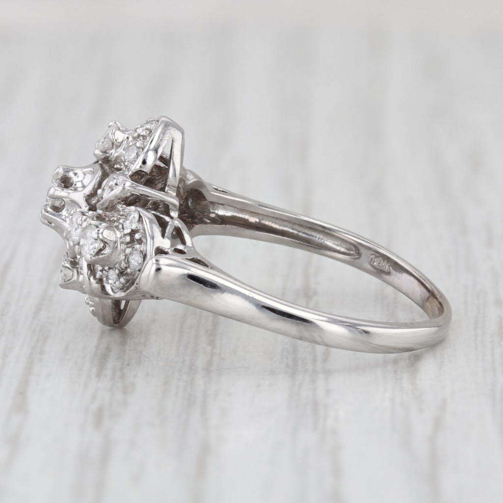 0.50ctw Ornate Diamond Cluster Ring 10k White Gold Size 9