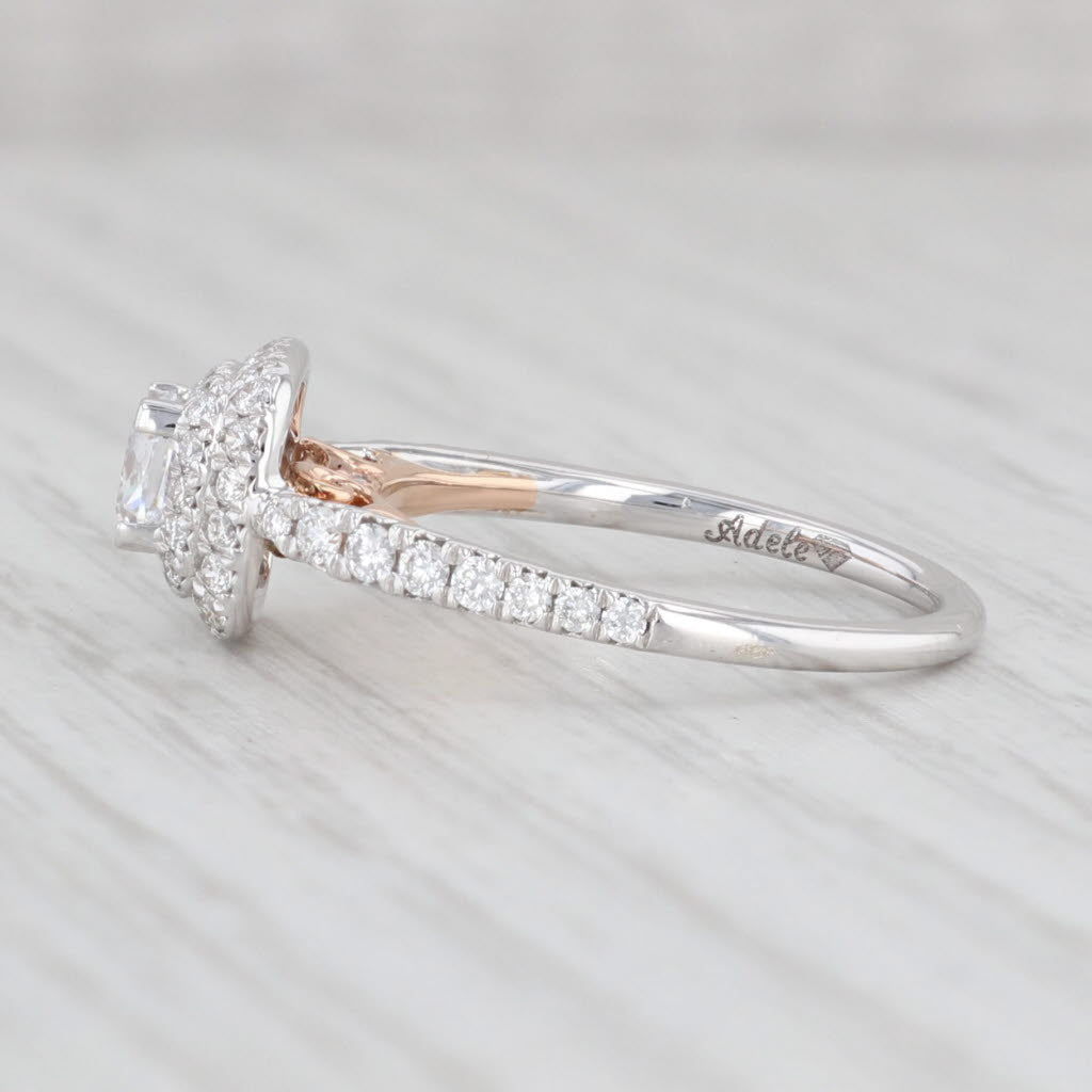 New Princess Semi Mount Diamond Halo Engagement Ring 14k White Rose Gold Sz 6.5
