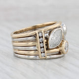 Light Gray 2.71ctw Abstract Diamond Ring 14k 2-Toned Gold Size 8.5 Cocktail Multi-Band