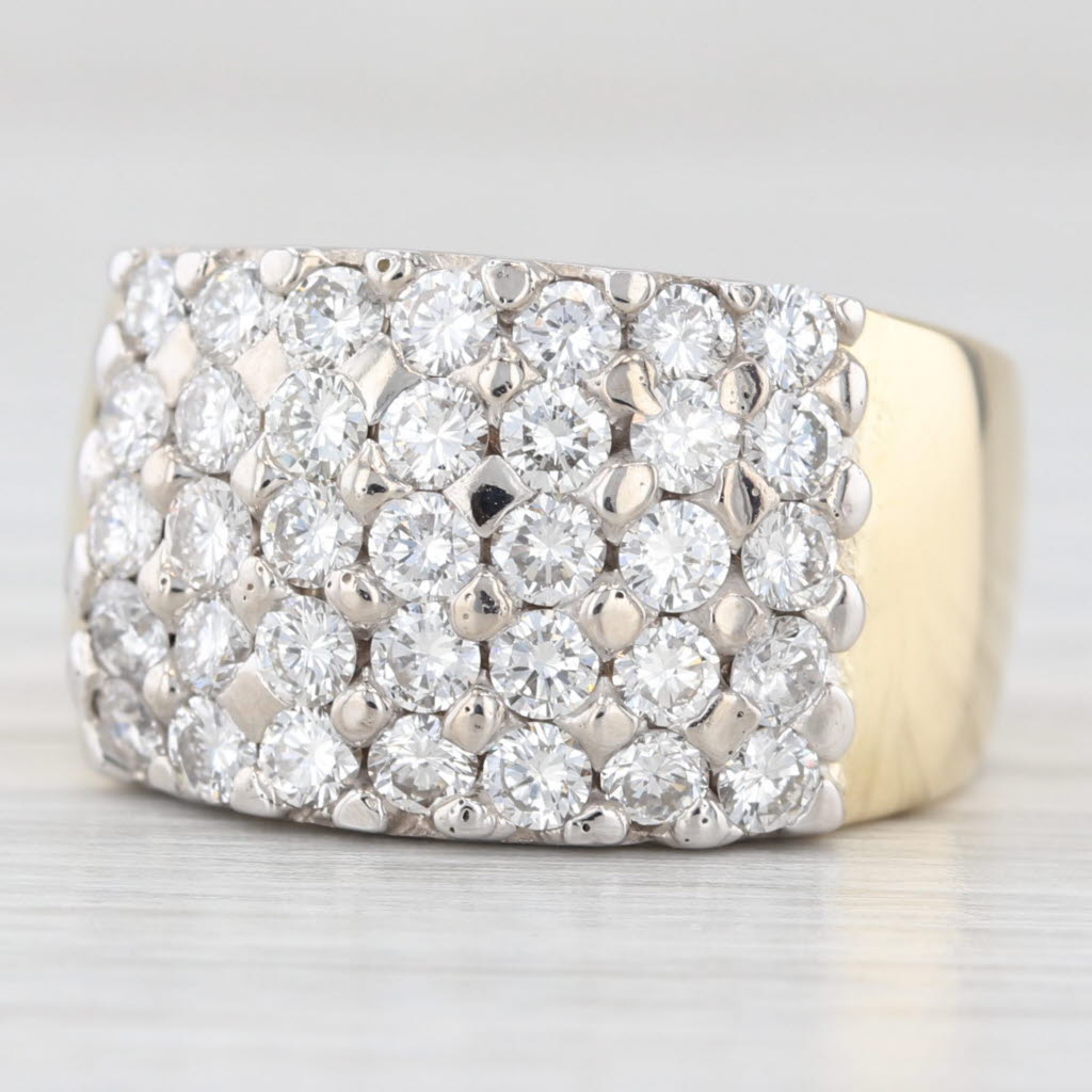 Light Gray 1.50ctw Pave Diamond Cocktail Ring 18k White Yellow Gold Size 5