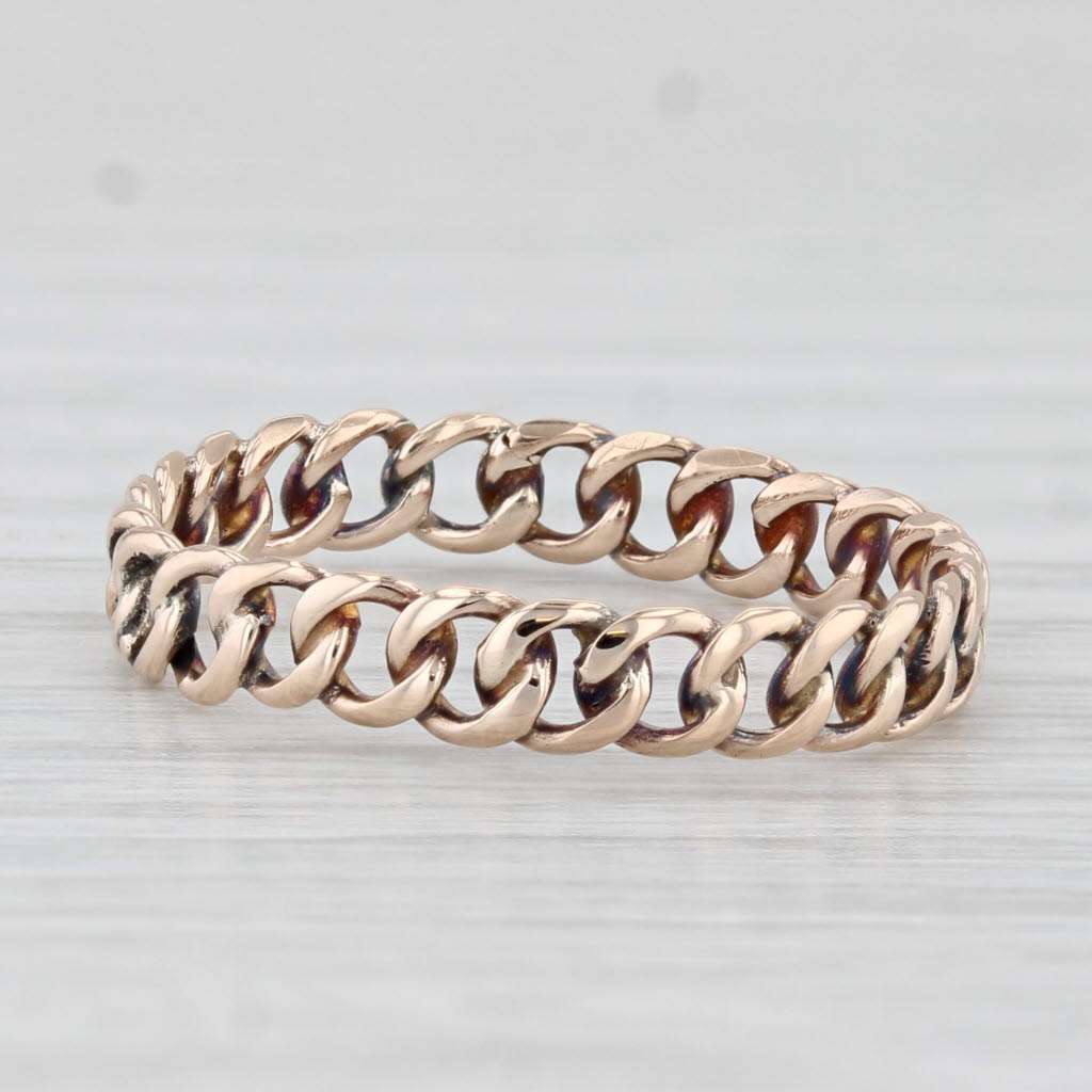 Light Gray Vintage Cable Chain Ring 10k Yellow Gold Size 7.75 Stackable Band
