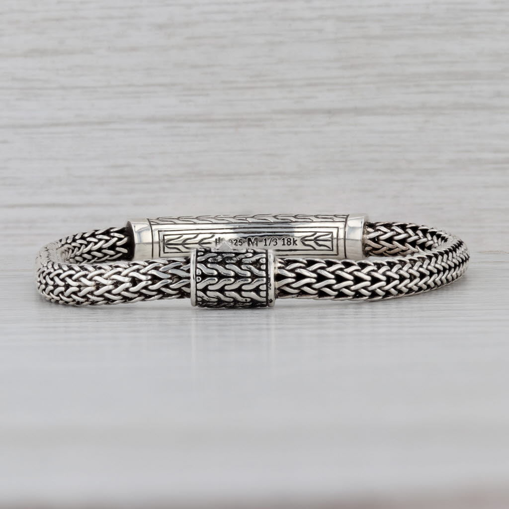 John Hardy Palu ID Bracelet Sterling Silver 1/3 18k Gold 6.5"