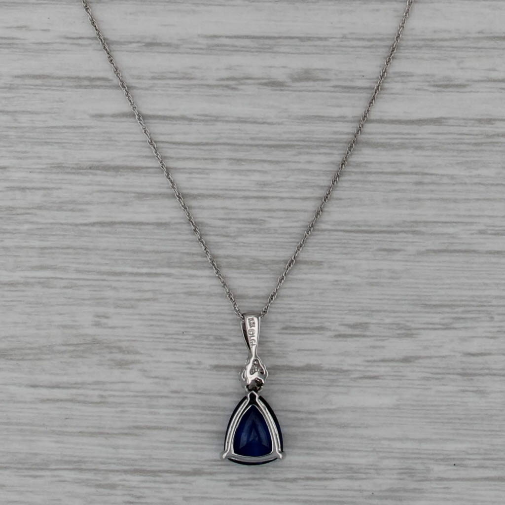 3.42ctw Lab Created Sapphire Diamond Pendant Necklace 10k Gold 18" Rope Chain