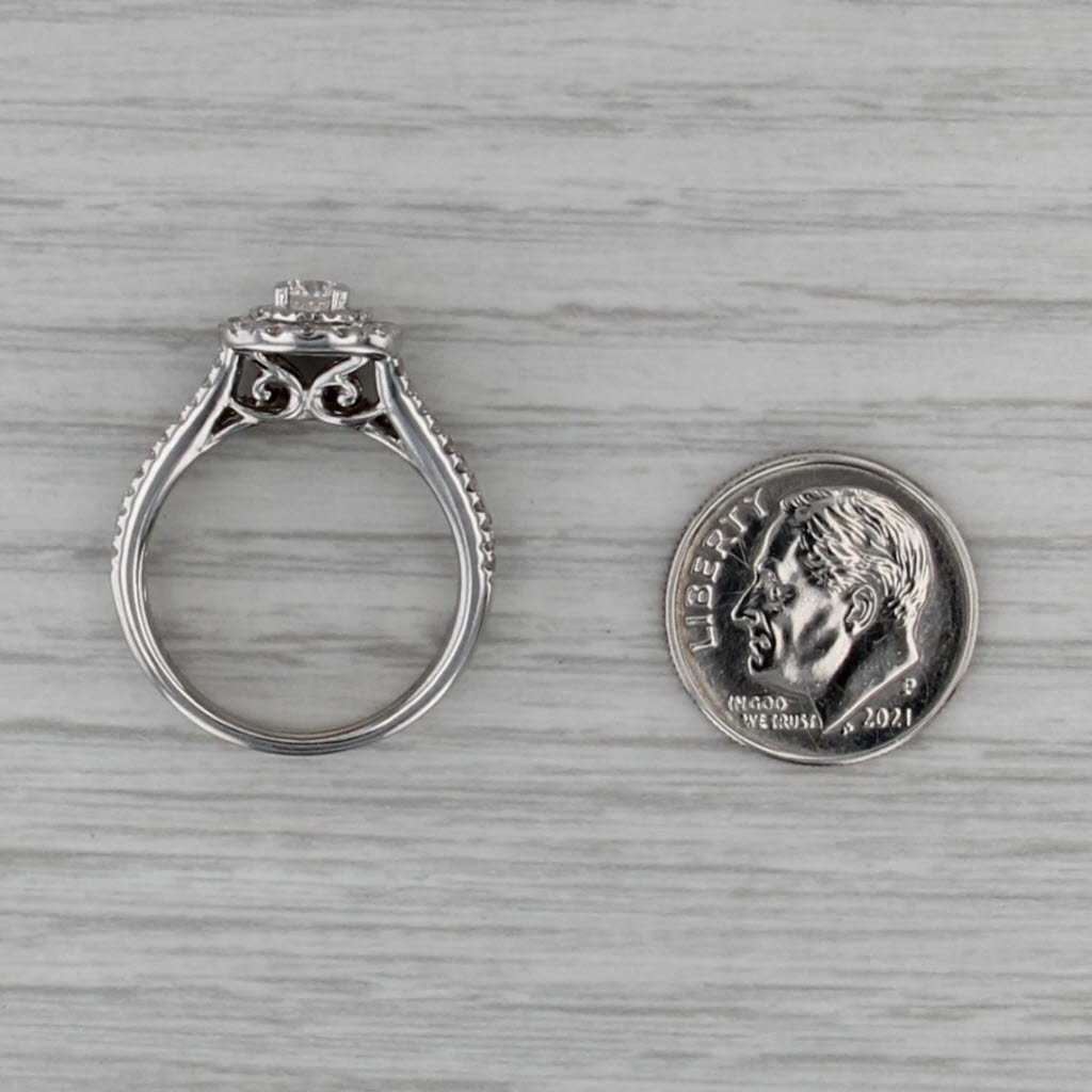 1.07ctw Round Diamond Halo Soldered Bridal Set Engagement Wedding 14k White Gold