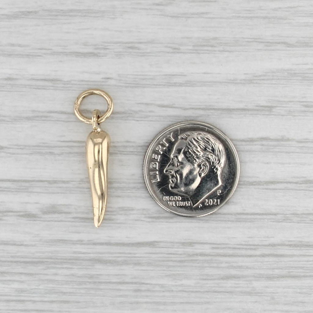 Vintage Italian Horn Charm 14k Yellow Gold Talisman Good Luck Pendant