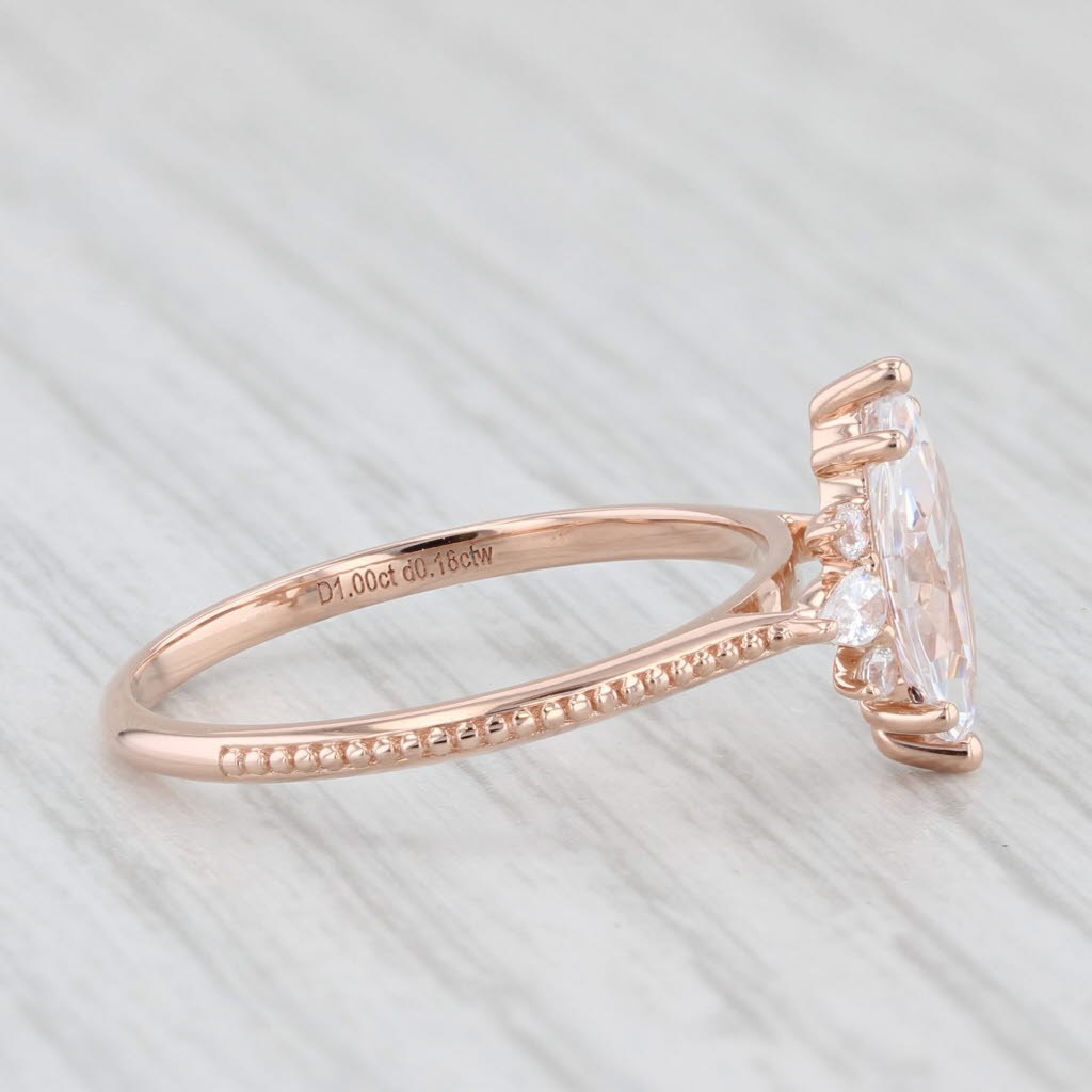 Light Gray Marquise Cubic Zirconia 14k Rose Gold Engagement Size 7