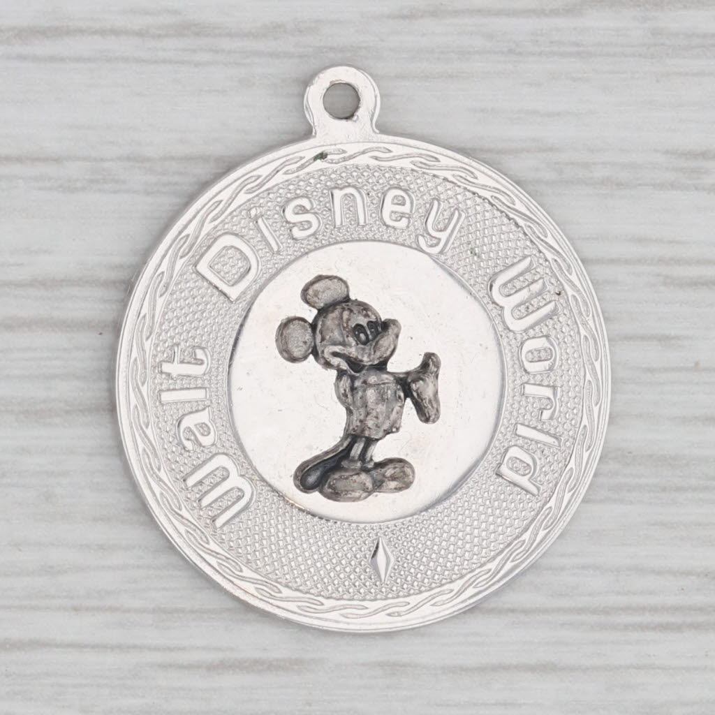 Light Gray Walt Disney World Mickey Mouse Pendant Sterling Silver Souvenir Charm