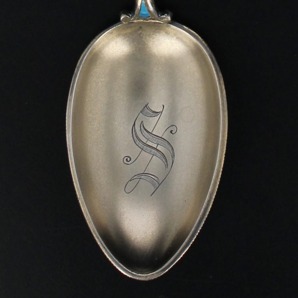 Rosy Brown David Andersen Dragestil Spoon Teaspoon Sterling Silver Norway Enamel Monogram