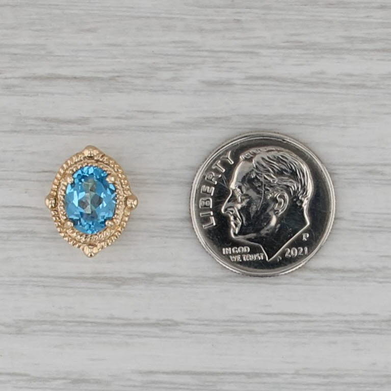 Old Victoria 1.55ct Blue Topaz Slide Bracelet Charm 14k Yellow Gold Vintage