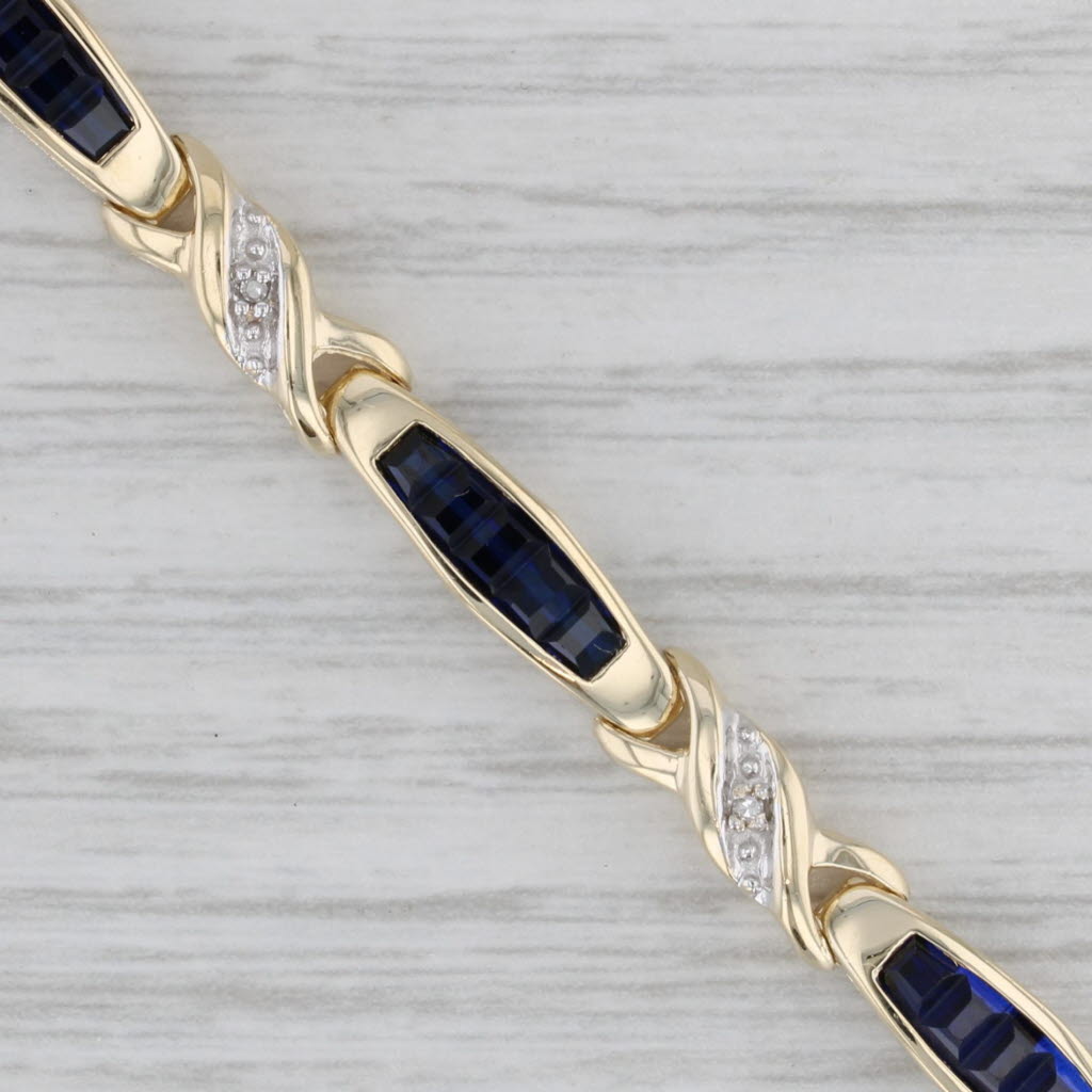 Gray Lab Created Sapphire Diamond Tennis Bracelet 10k Yellow Gold 6.5" 5mm