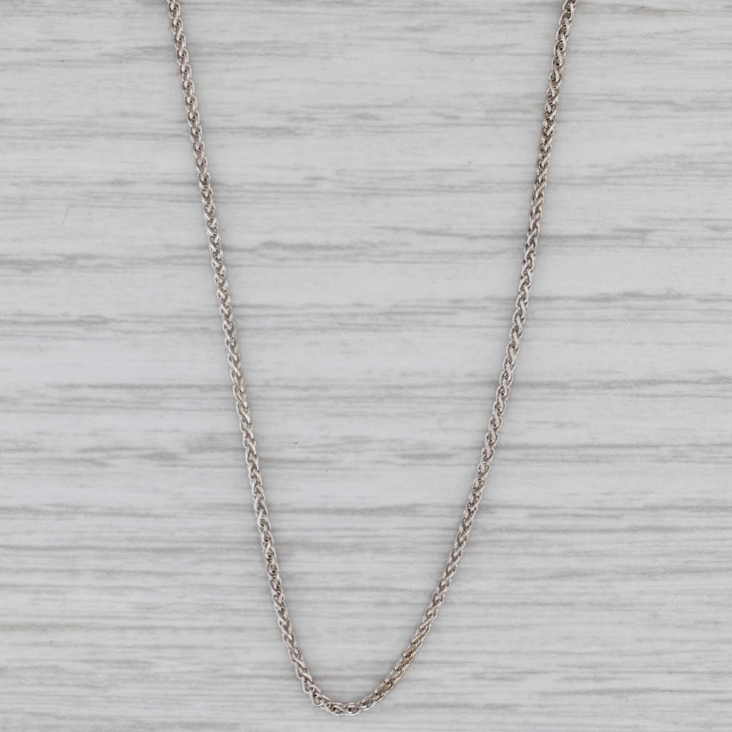 Gray Wheat Chain Necklace 14k White Gold 20.25" 1.2mm