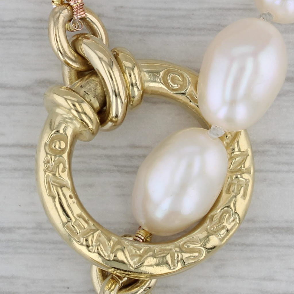 Gray Slane & Slane Cultured Pearl Strand Necklace 18k Gold Diamond Toggle Clasp 18"