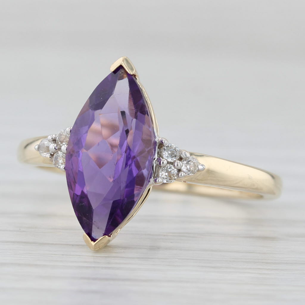 Light Gray 3.02ctw Amethyst Zircon Ring 10k Yellow Gold Size 9