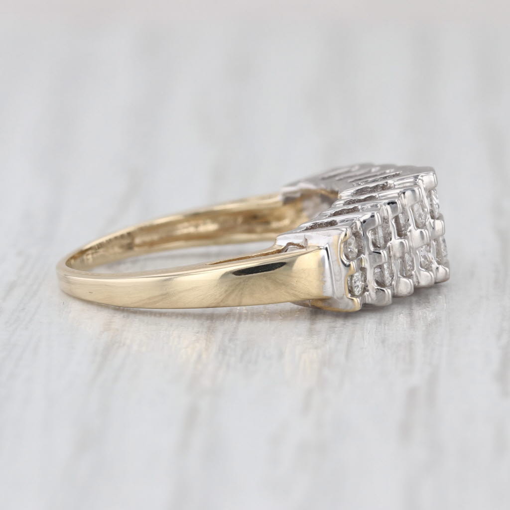 0.28ctw Diamond Pyramid Rooftop Ring 14k White Yellow Gold Size 6