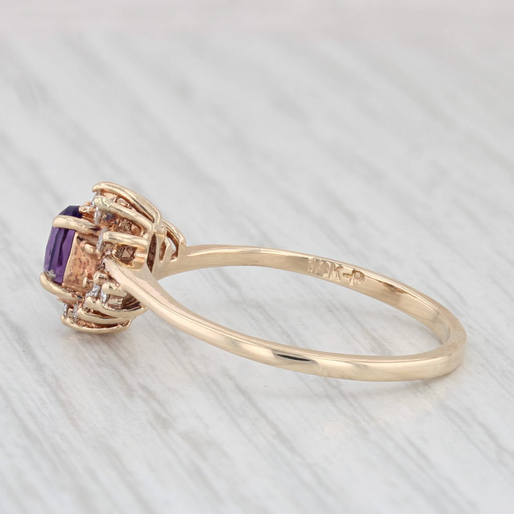 Light Gray 0.60ctw Oval Amethyst Diamond Ring 10k Yellow Gold Size 9.25