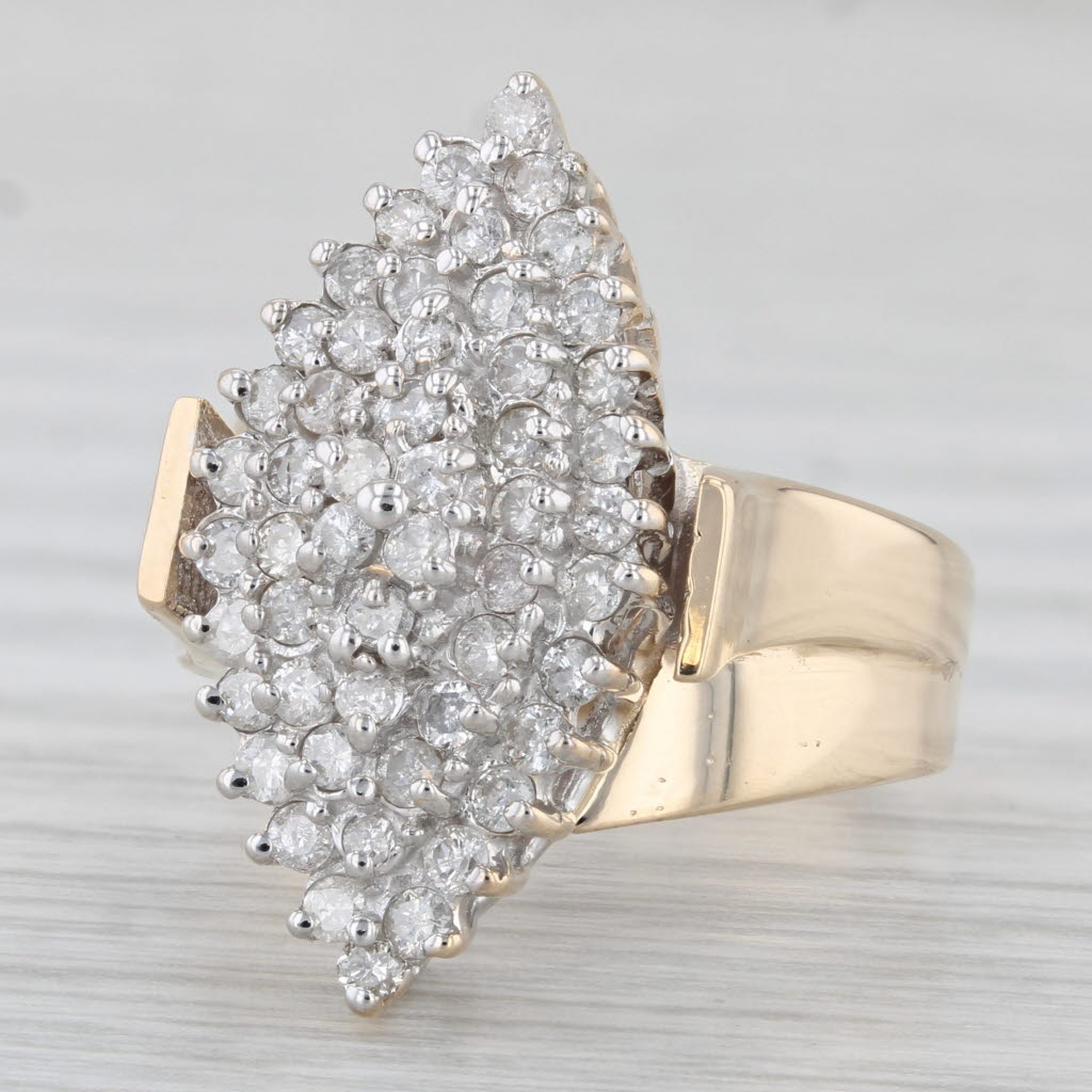 Light Gray 0.74ctw Diamond Cluster Ring 14k Yellow Gold Size 7.25 Cocktail