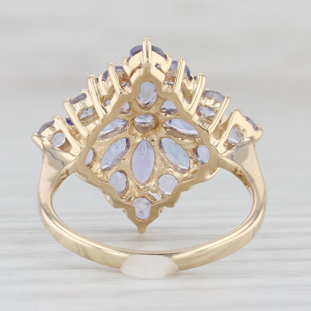 Light Gray 3.30ctw Tanzanite Cluster Ring 14k Yellow Gold Size 7 Cocktail