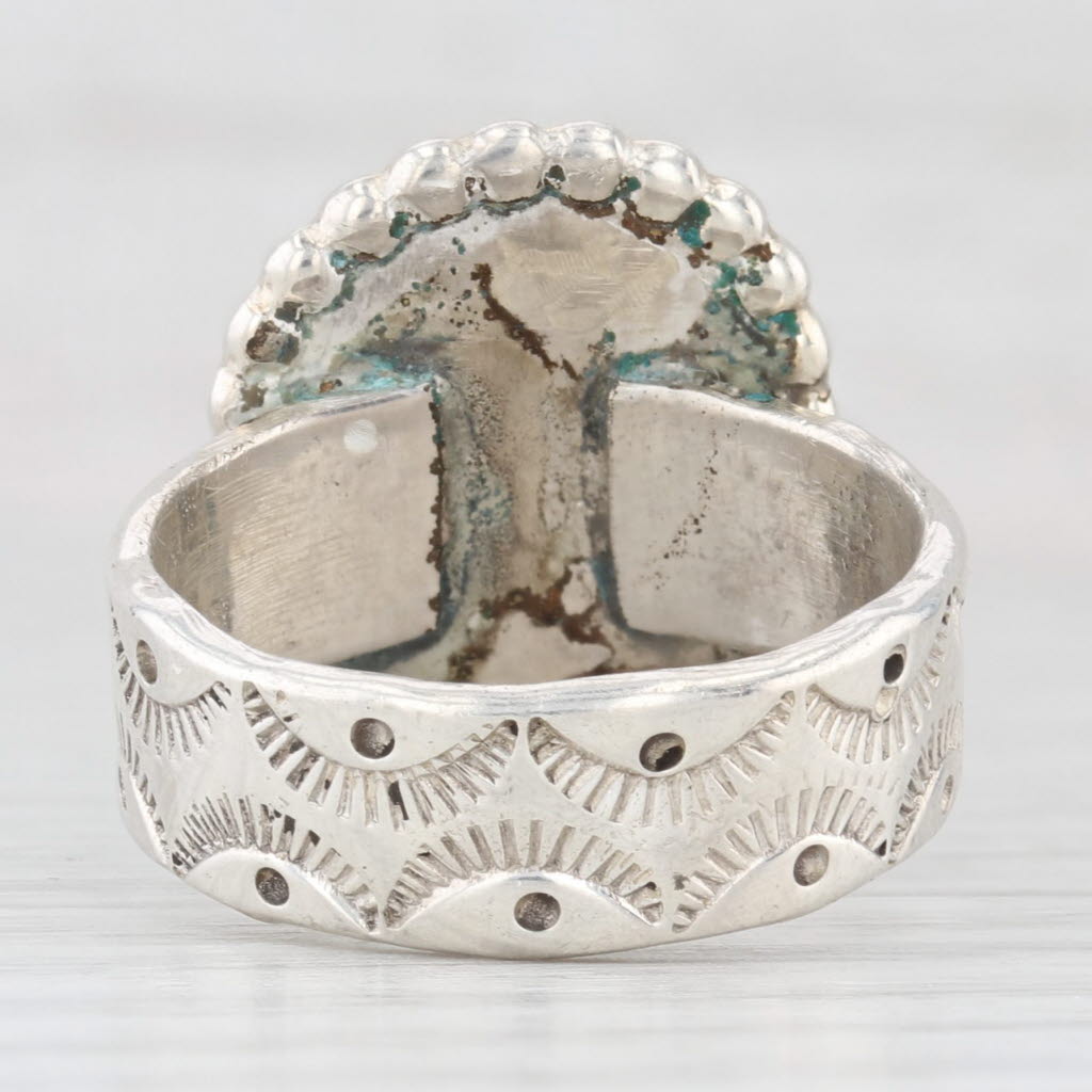 Vintage Native American Turquoise Ring Sterling Silver Size 7.75 Statement