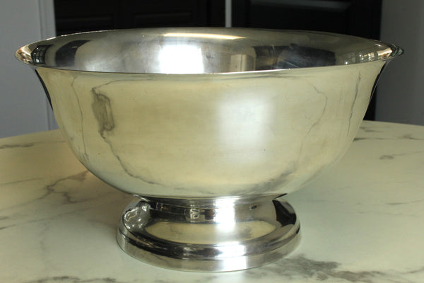 Dark Sea Green Vintage L. Maciel Sterling Silver Punch Bowl Revere Style Mexico 45.2 ozt 12"