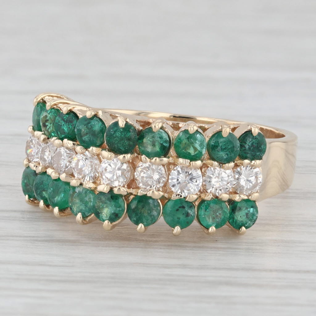 Light Gray 1.68ctw Emerald Diamond 14K Yellow Gold Pyramid Ring Size 6.75