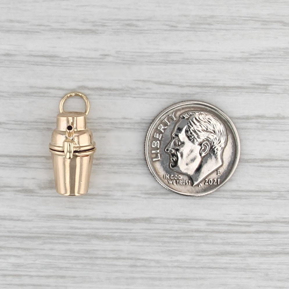 Vintage Drink Shaker Charm 14k Yellow Gold Figural Devil Inside 3D Opens Pendant