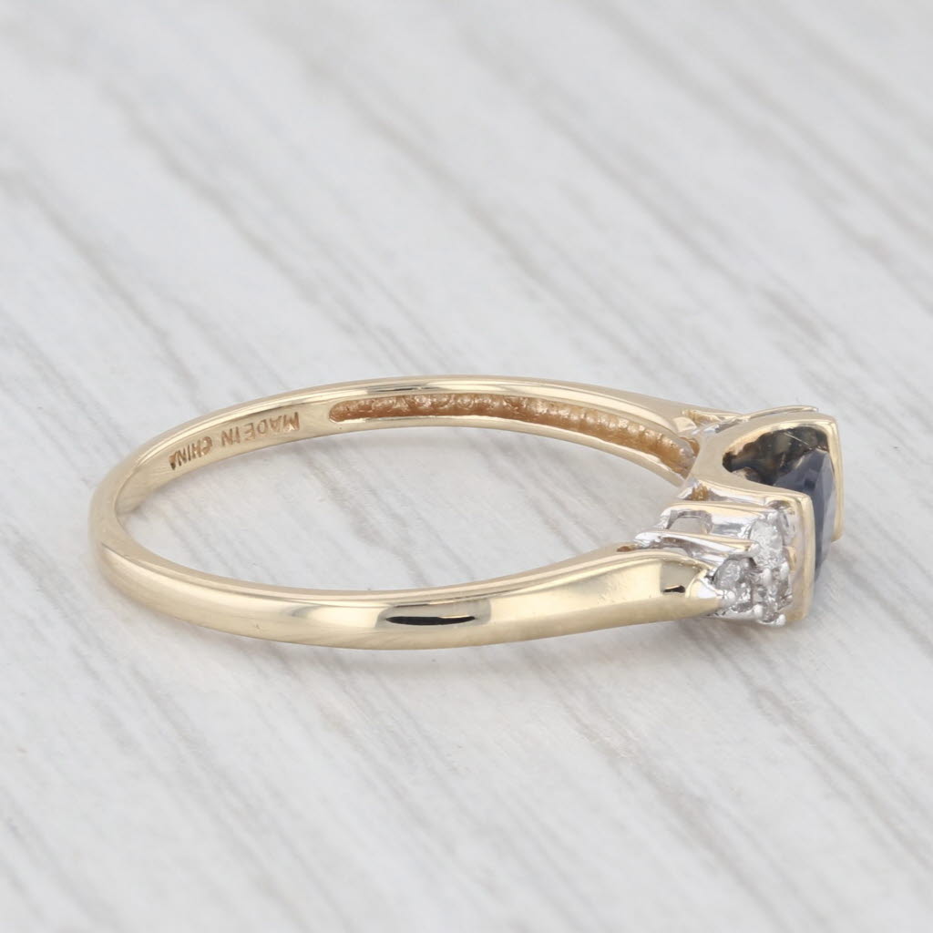 Light Gray 0.70ctw Blue Sapphire Diamond Ring 14k Yellow Gold Size 7 Stackable