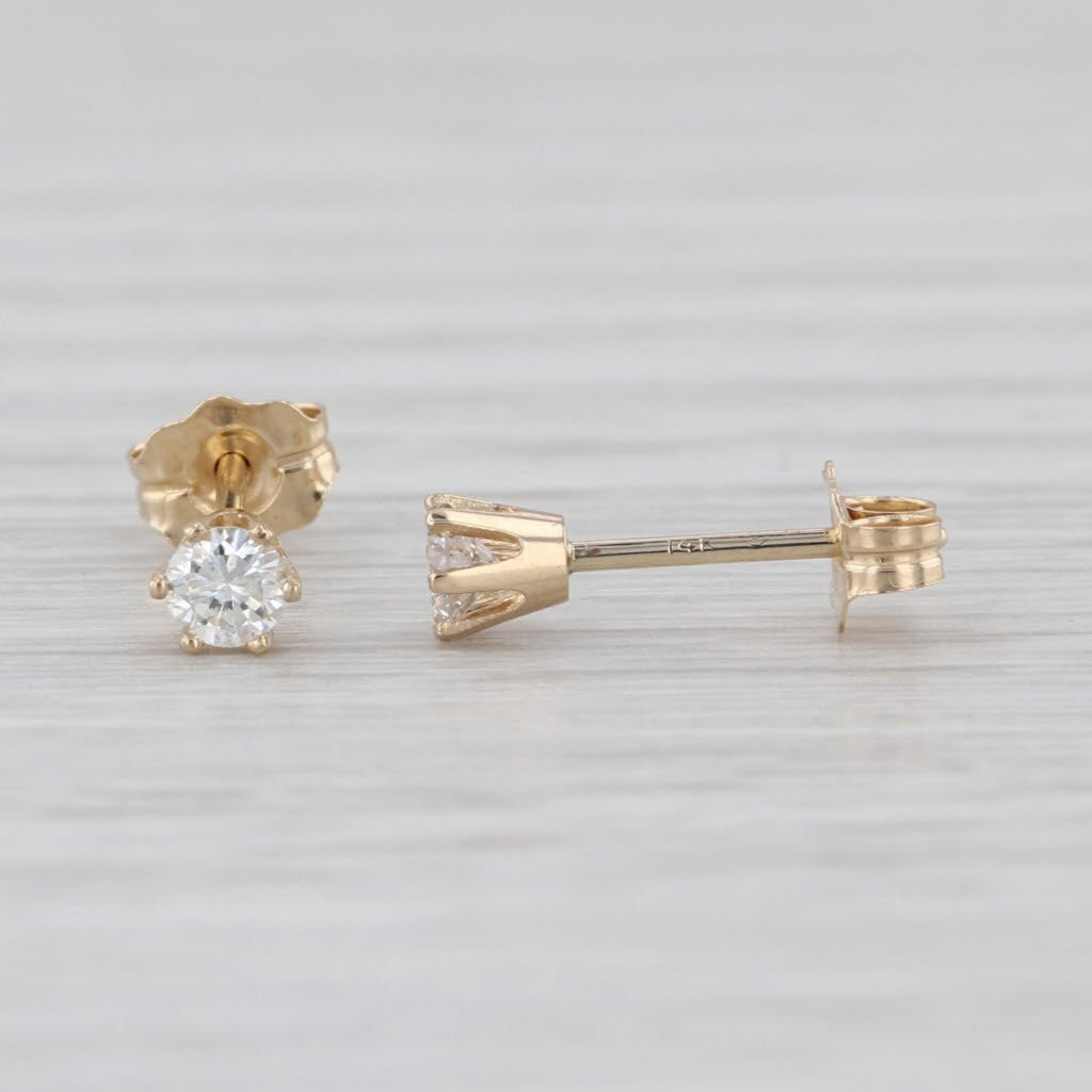 0.19ctw Round Solitaire Diamond Stud Earrings 14k Yellow Gold Studs