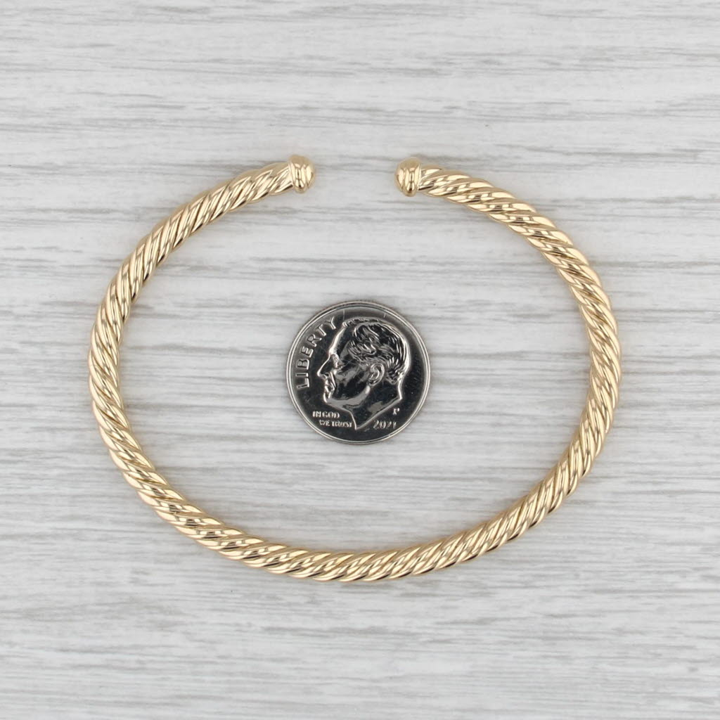 David Yurman Cablespira Flex Cuff Bracelet w/ Pouch 18k Yellow Gold 4mm 6.25"
