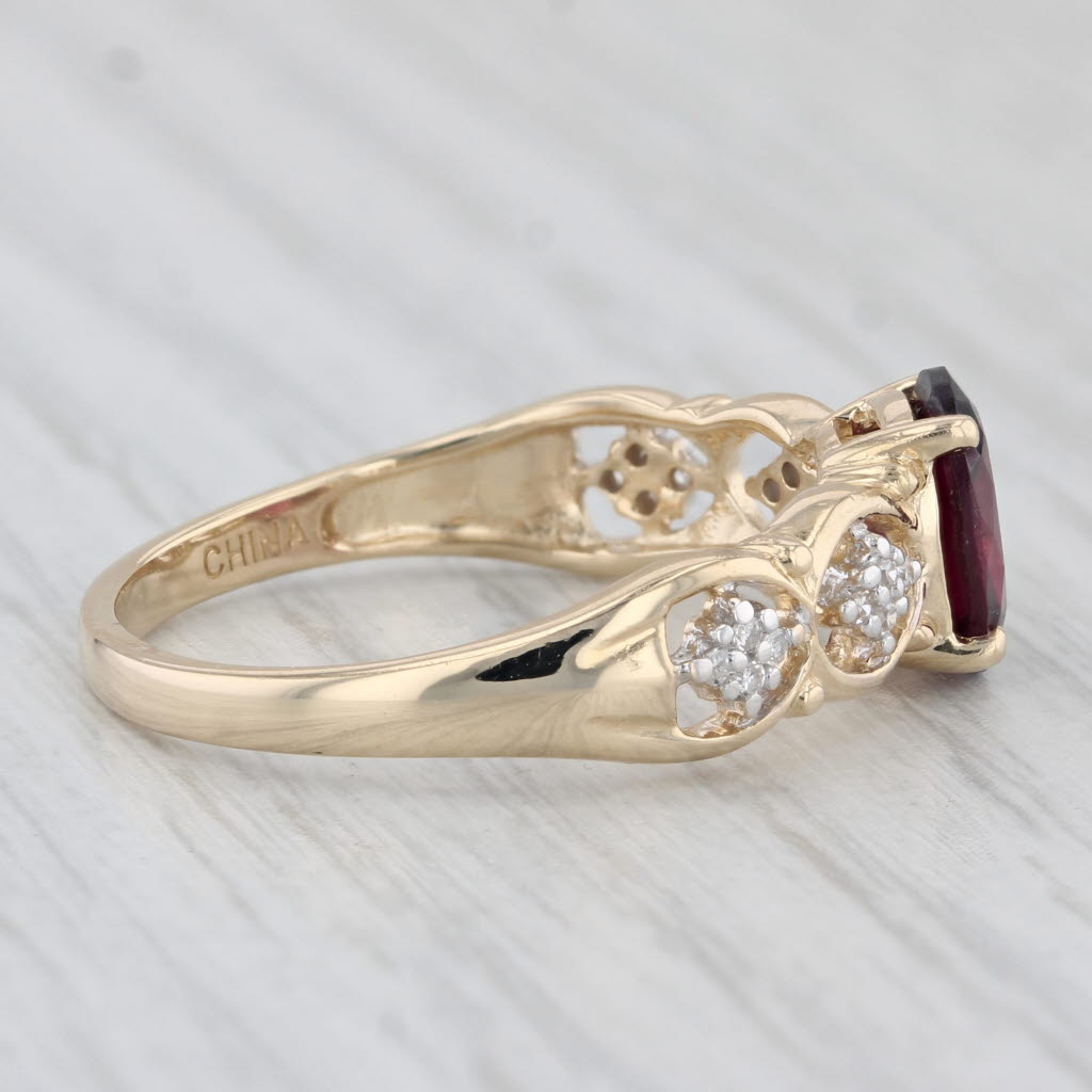 Light Gray 1.56ctw Oval Garnet Diamond Ring 14k Yellow Gold Size 8.25