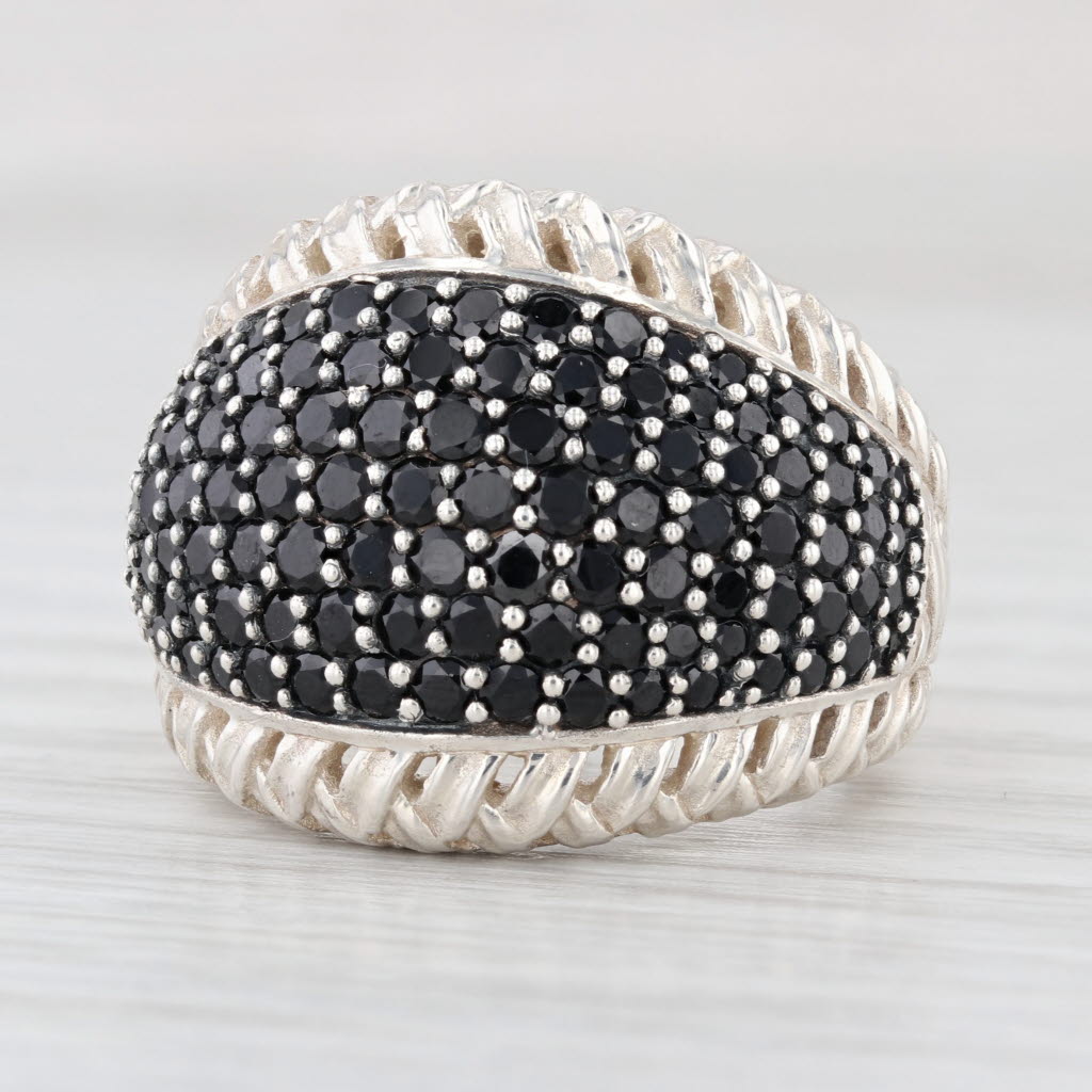 Slane & Slane Basketweave 2.40ctw Black Sapphire Ring Sterling Silver Cocktail